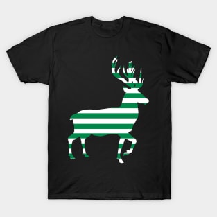 Glasgow Celtic Football Club Green and White Hooped Stag Silhouette T-Shirt